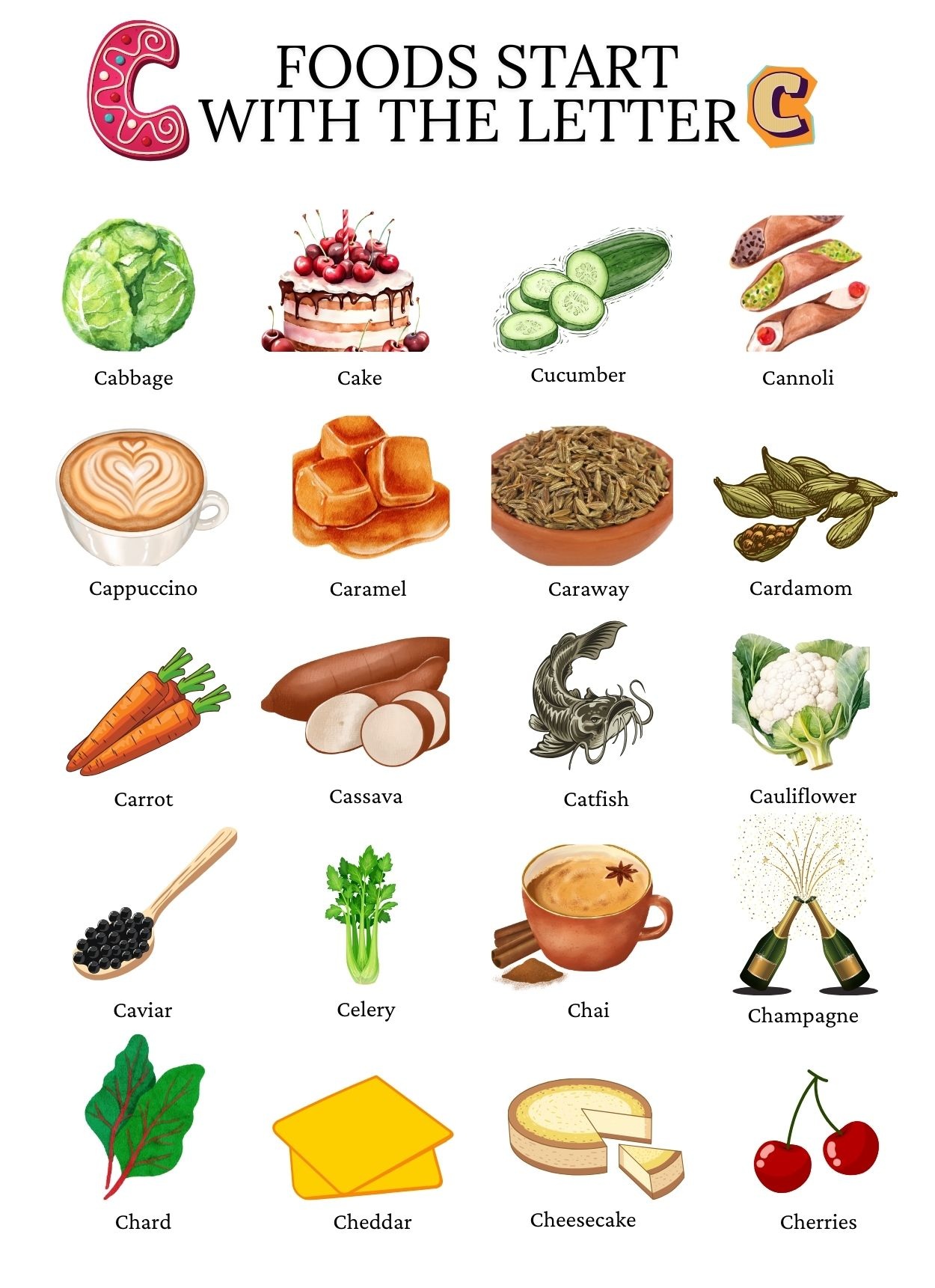 Foods that start with the letter C