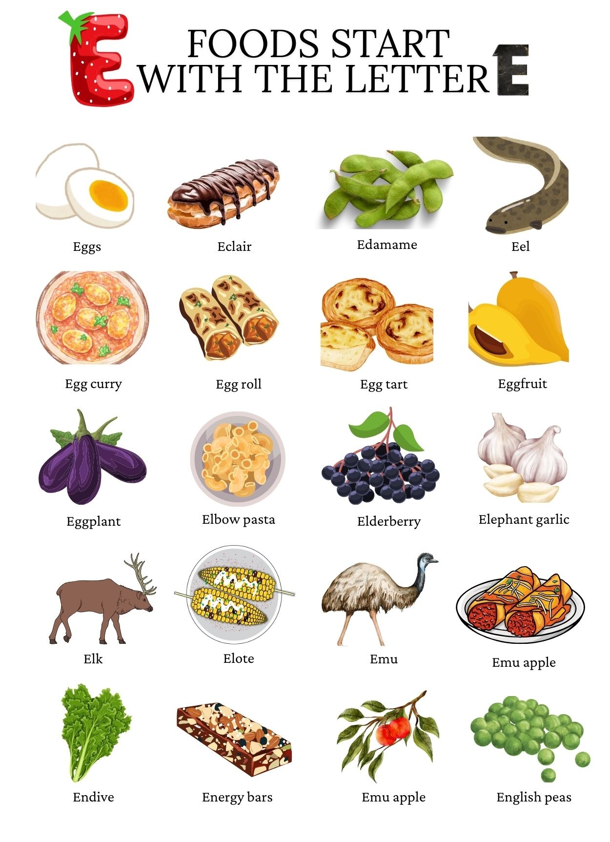 Foods that start with the letter E