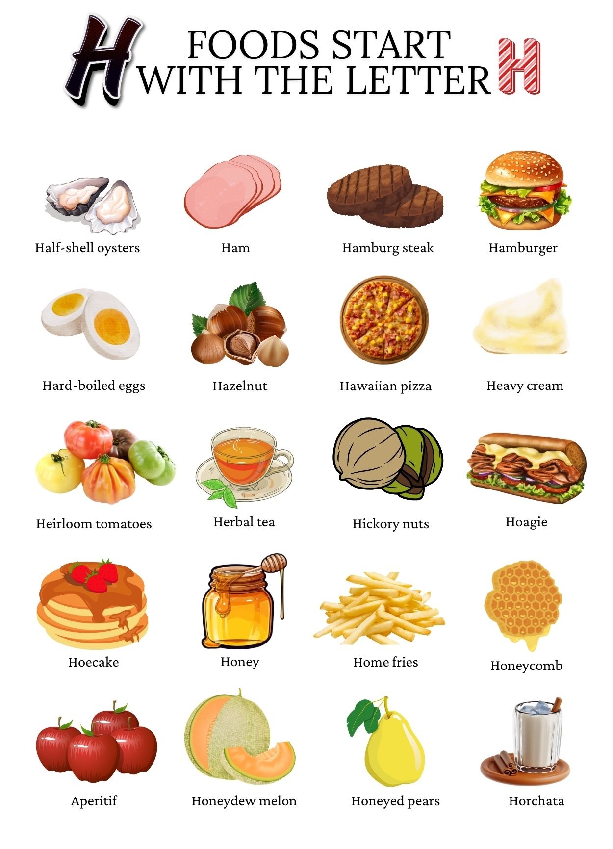 Foods that start with the letter H