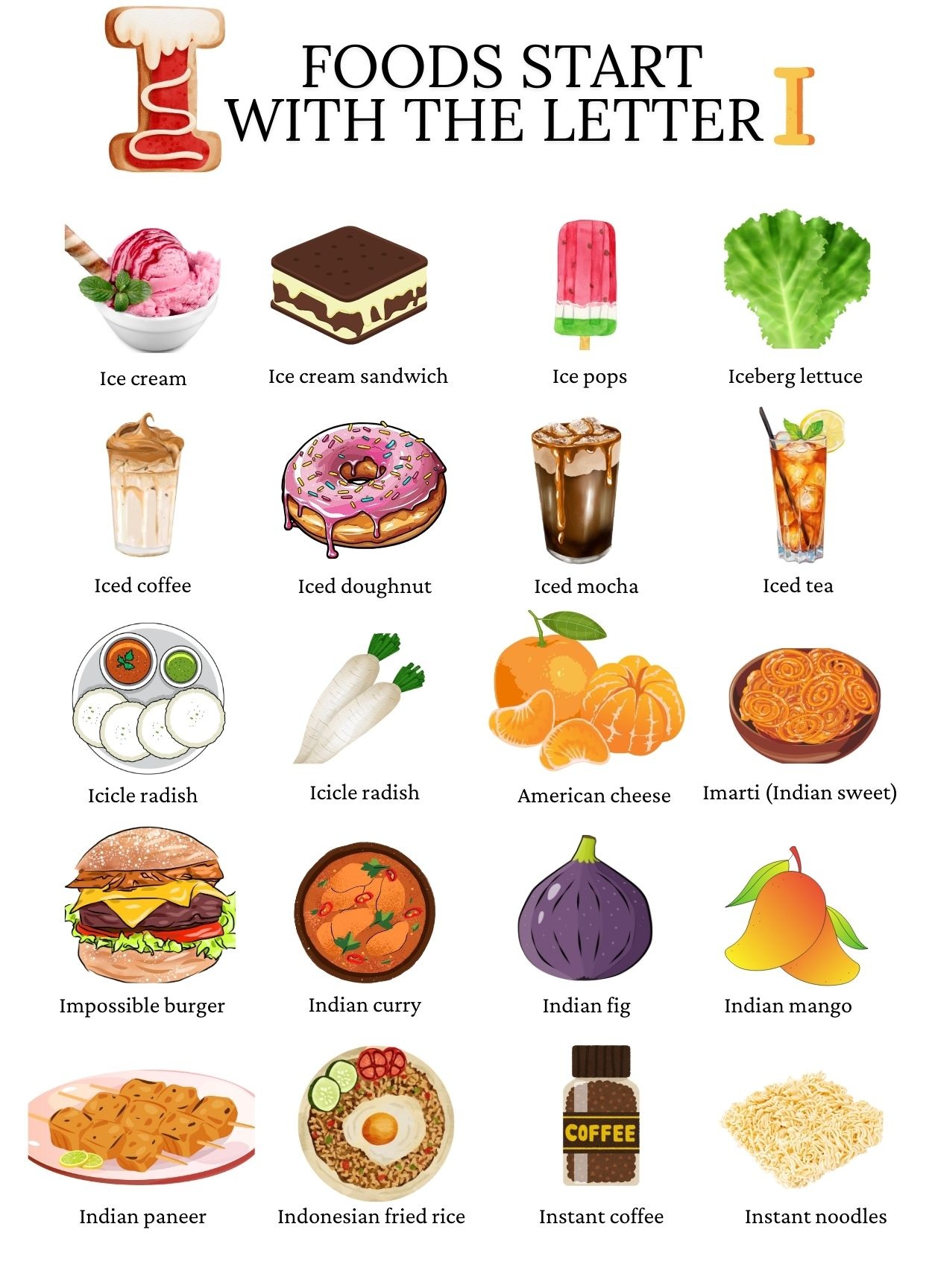 Foods that start with the letter I