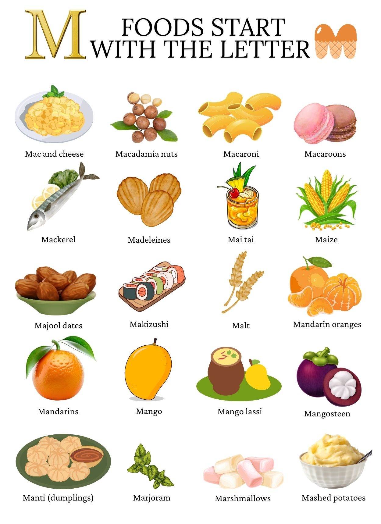 Foods that start with the letter M