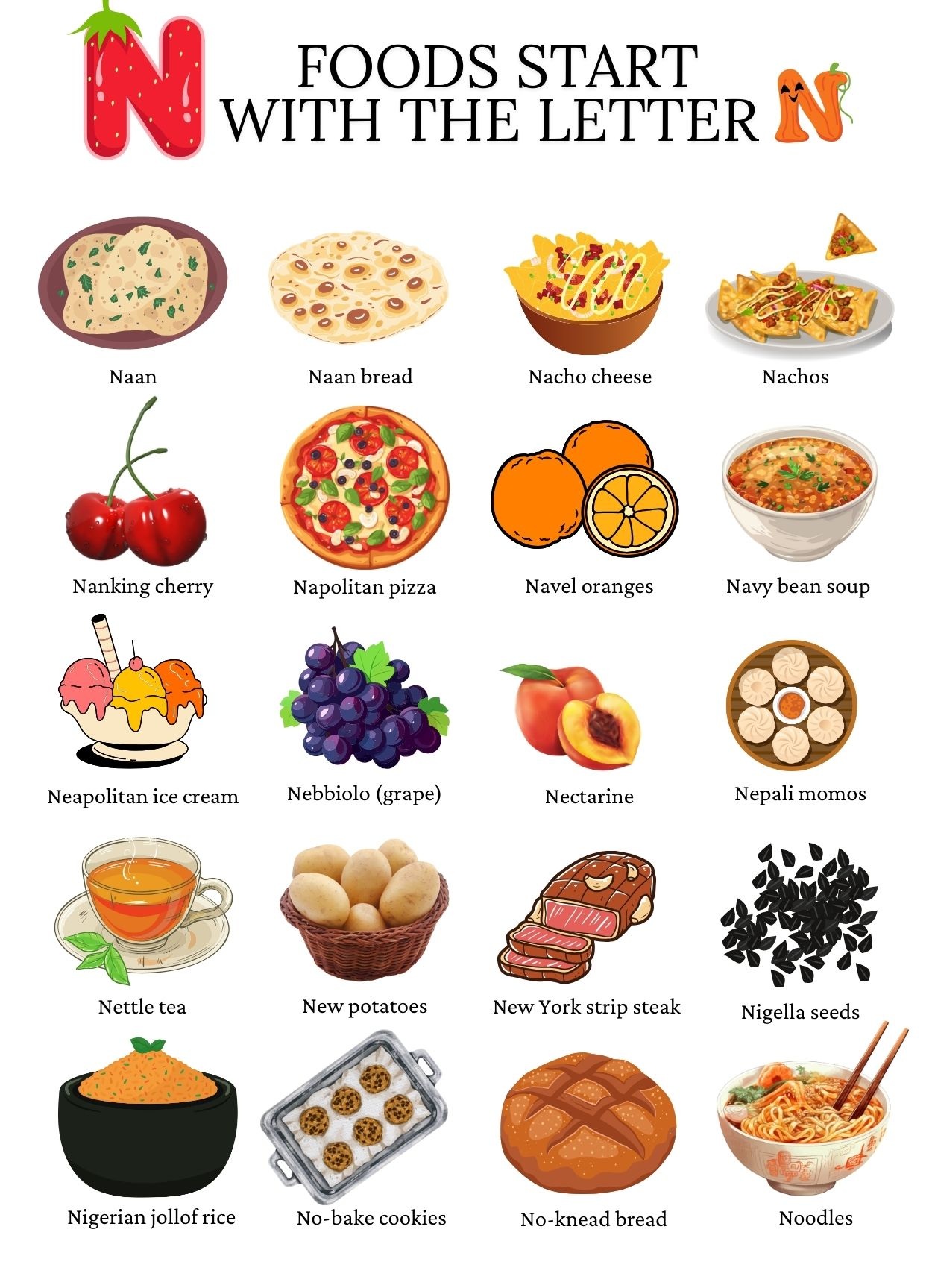 Foods that start with the letter N