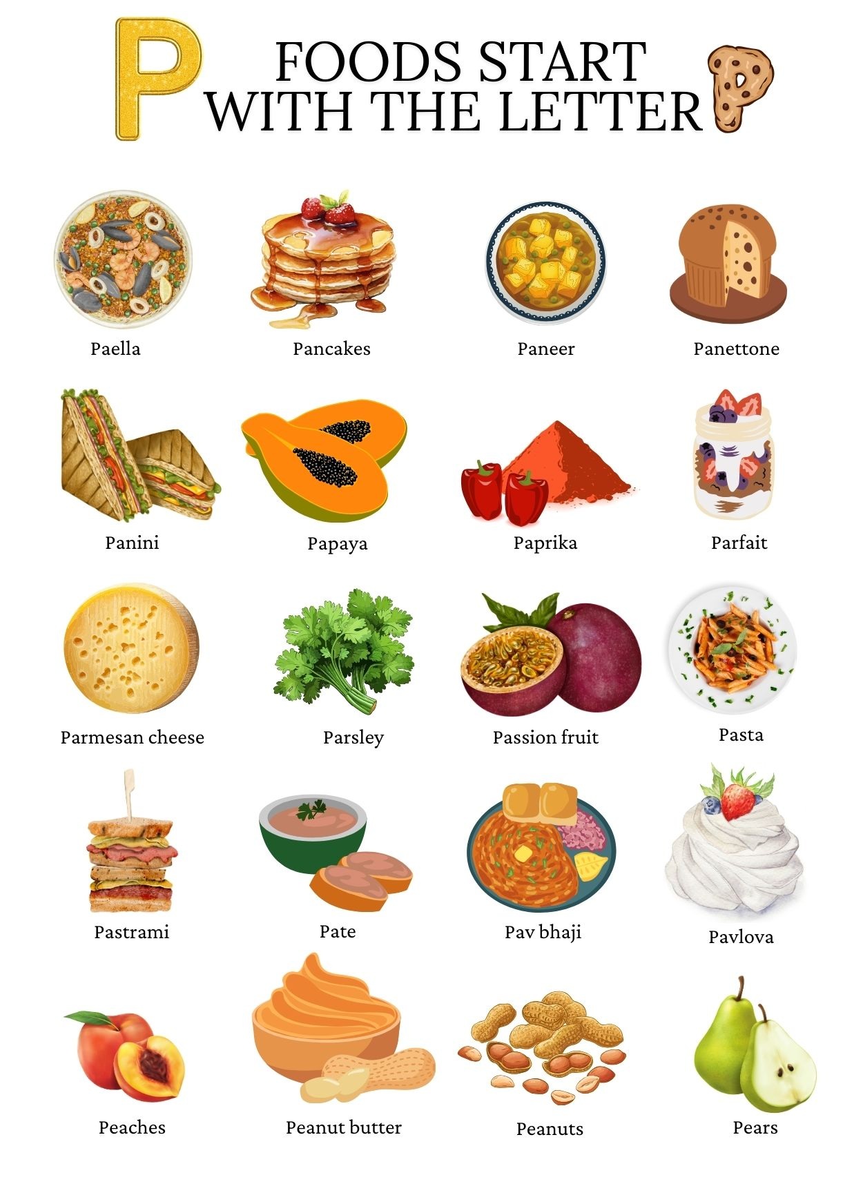 Foods that start with the letter P