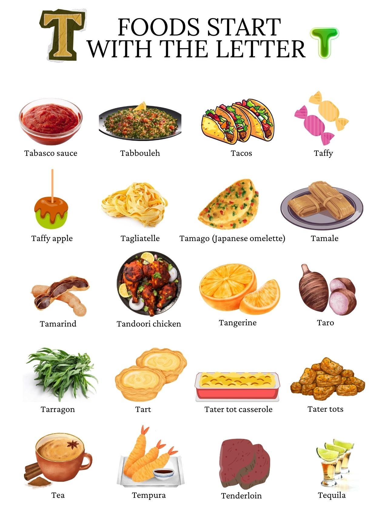 Foods that start with the letter T