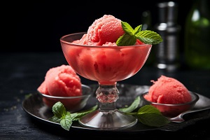 Xigua sorbet (sorbet made from watermelon, using the Chinese name 'xigua')