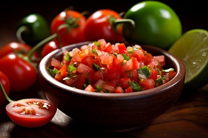 Xnipec salsa (a fresh salsa made with tomatoes, onions, and habaneros from Yucatán, Mexico)