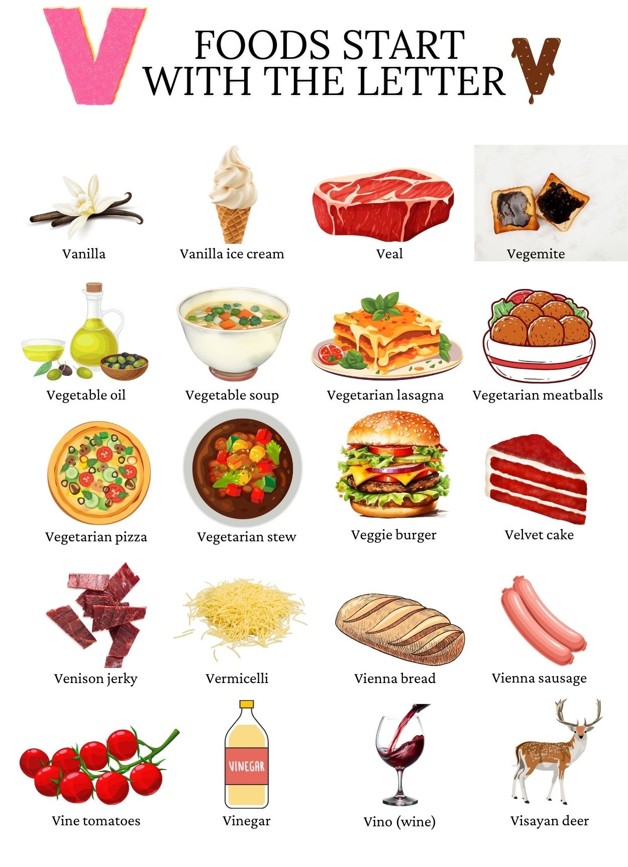 Foods that start with the letter V