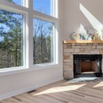 Empty Interior of a Modern Living Room with a Fireplace