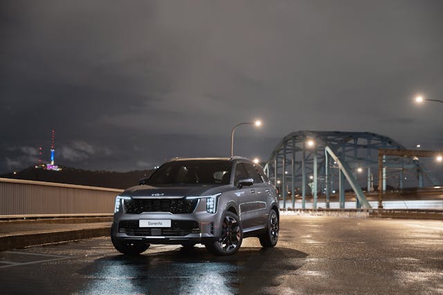 Silver Kia Car at Night