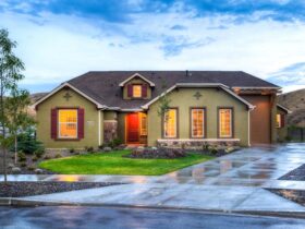 Lighted Beige House