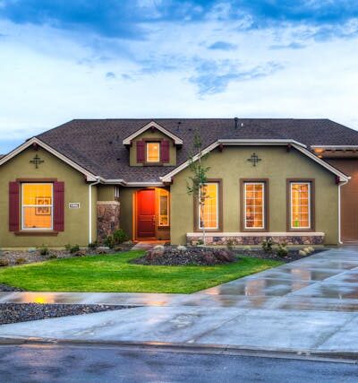 Lighted Beige House