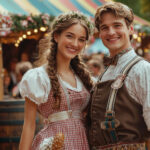 Couple in Traditional Bavarian Attire at Oktoberfest