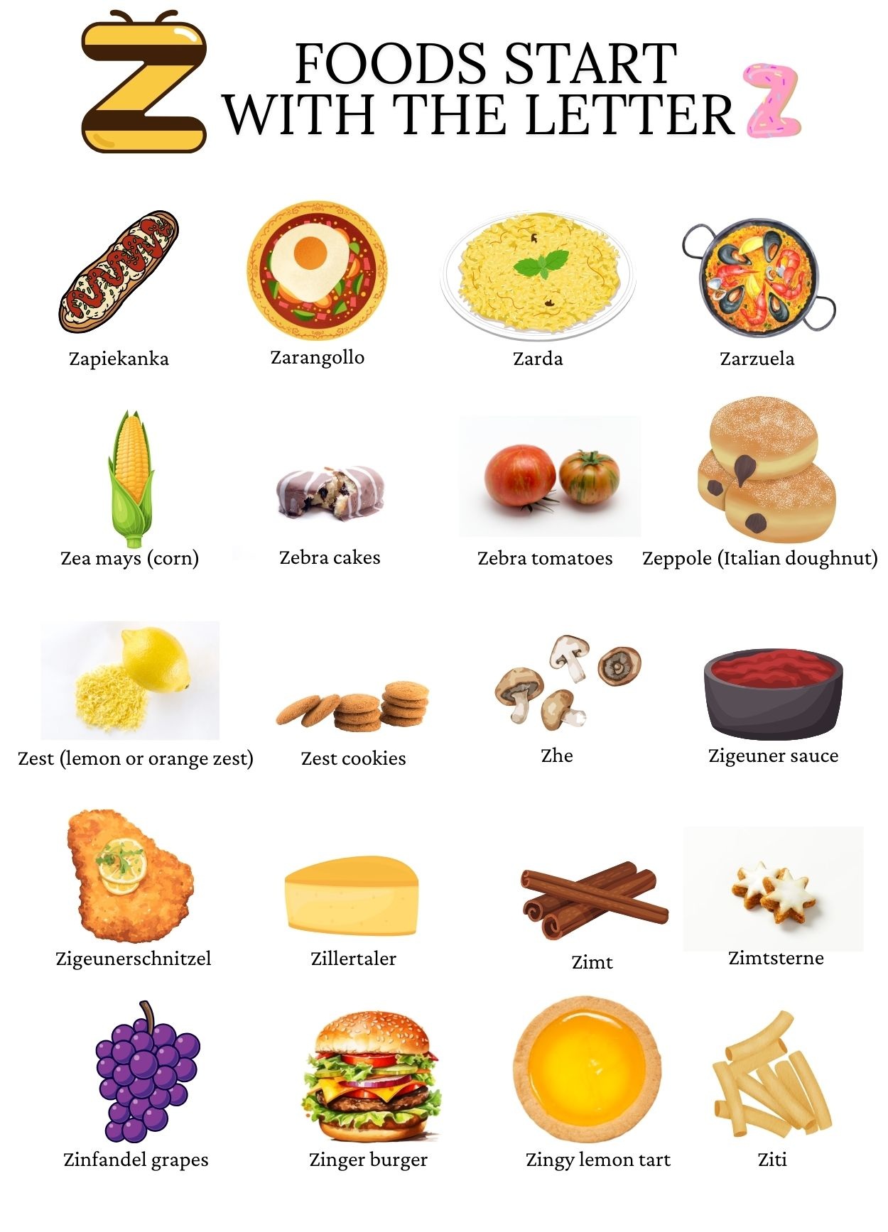 Foods that start with the letter Z