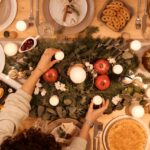 Top View of Table Set-Up for Christmas Dinner