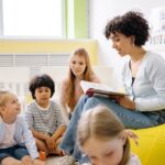 Woman Reading A Book To The Children