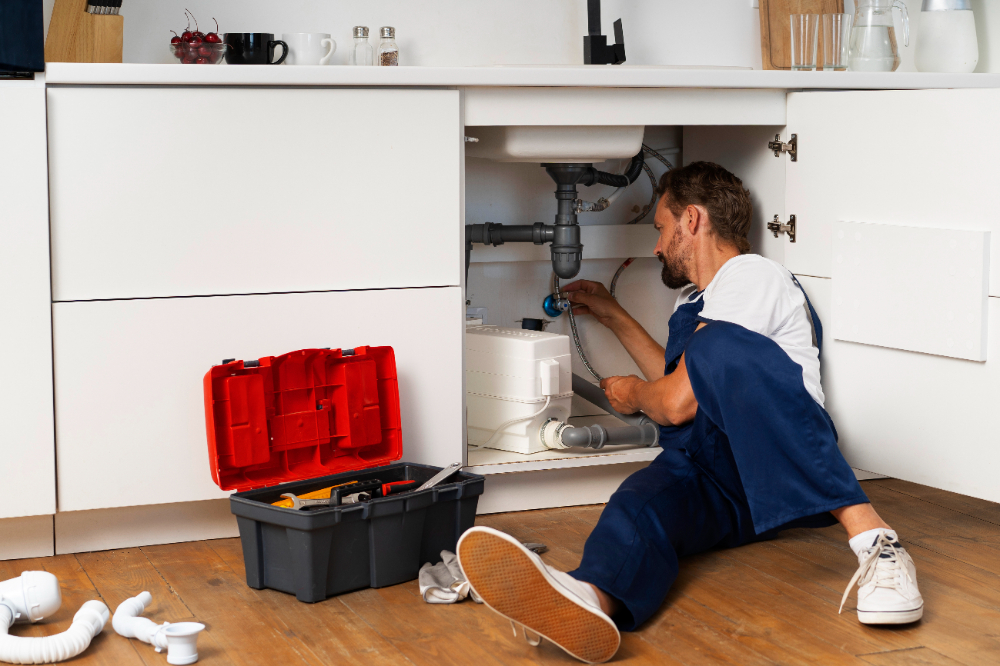 Plumbing professional doing his job