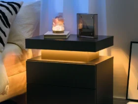 Black stylish LED bedside table