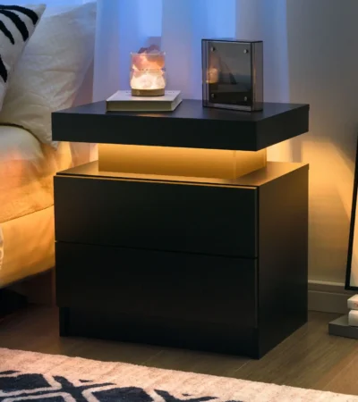 Black stylish LED bedside table