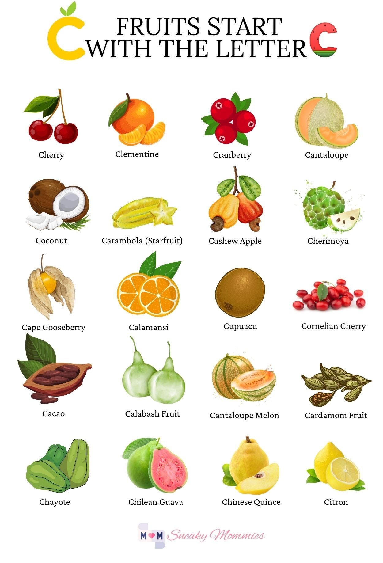 Fruits that begin with the letter C