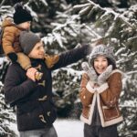 family in a winter forest