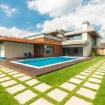 Backyard Swimming Pool under Blue Sky