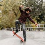 Man riding skateboard in the park