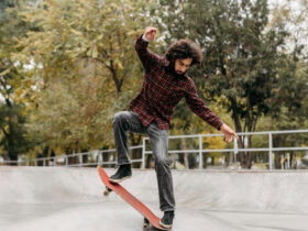 Man riding skateboard in the park