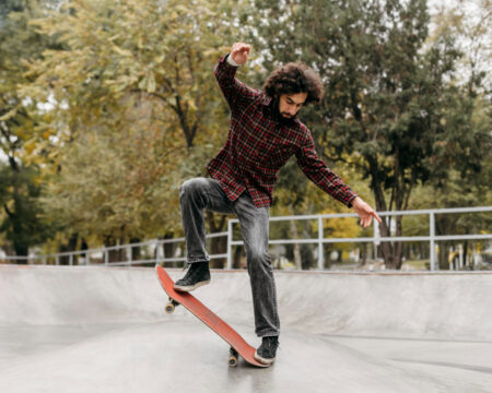 Man riding skateboard in the park