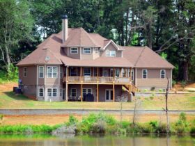 Brown Wooden House Near Forest and Water